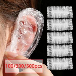 100/300/500Pcs Disposable Waterproof Ear Cover Transparent Bath Shower Hair Salon Earmuffs Coloring Protector Caps