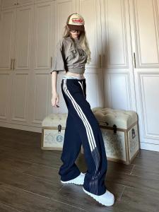 High Waist Wide Leg Casual Sports Pants Womens Autumn Winter Loose Straight Cut Trousers Long American High Street Style