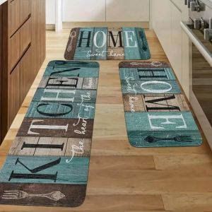 VIKAMA Modern Printed Kitchen Floor Mats Washable Anti-Slip Carpet for Laundry Room Corridors Entrance Door Pads Home Decor