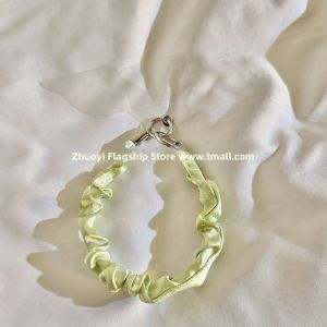 Portable Short Folded Edge Phone Case with Hand Chain Key Ring And Earphone Holder Cute Pink And White Design Durable Material