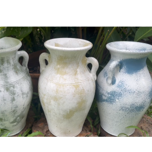 Vase แจกันดินเผาปากบาน 2 หู ขนาด 23 x 35 cm