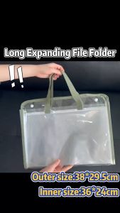 Long Expanding File Folder 13 Pockets Paper Organizer Transparent File Bag PVC Document Organizers