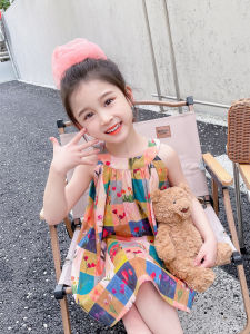 Váy Không Tay Mùa Hè Cho Bé Gái Váy Công Chúa Cổ Treo Kẻ Caro Thời Trang Trẻ Em Váy Chữ a Vải Cotton Thường Ngày Cho Bé Gái