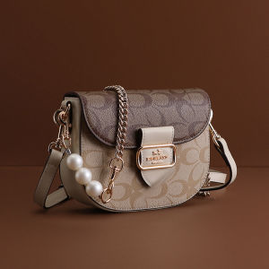 Hong Kong Genuine Leather Saddlebag Womens Summer New Print Crossbody Bag Light Single Shoulder Chain Womens Bag