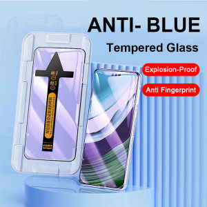 Easy to install Anti Blue Light Fingerprint High-Definition Phone Tempered Glass Film For iphone 17 Air 16 16e 15 Plus 14 Pro max 13 Pro 12 mini 11 X XR XS Max Equipped with positioning tool Screen Protector