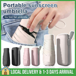 Mini Umbrella UV Protection 5-fold Windproof Payung Umbrella Black Glue Sunscreen Umbrella Folding Mouth Bag Umbrella Payung lipat 防晒防紫外线雨伞