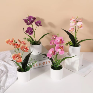 5 head Artificial Phalaenopsis With Vase flower film bonsai factory direct supply creative artificial home decoration
