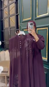 ZIFA FASHION // COD // NILAM DRESS CRUTY BORDIR // GAMIS SET OUTER 2 IN 1 // READY SIZE M L XL XXL SIAP KIRIM // SERAGAMAN OKE // FASHION WANITA MODIS TRENDY // GAMIS SIAP KIRIM // *AR