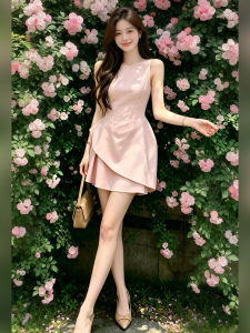 SUHUIQIAN | Pink Sleeveless Strap Camisole Dress Female Summer New Style