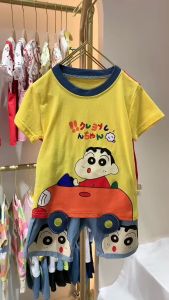 TREEHOUSE Childrens Clothing Casual Cute Cartoon Short Sleeve Jeans Two-piece Boys Clothing Set