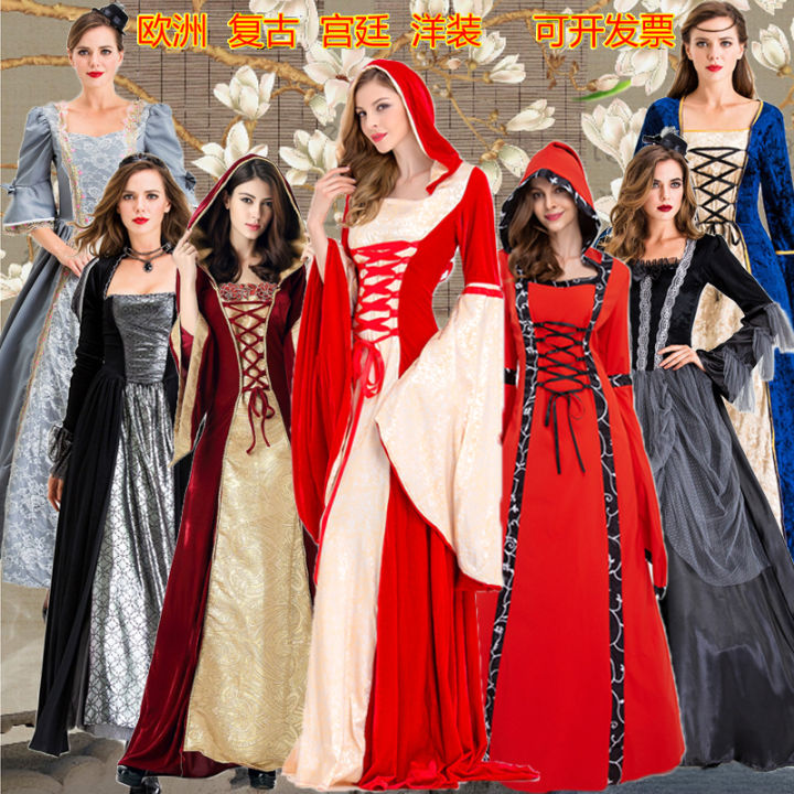 European Retro Royal Court Clothes Adult Female New Medieval Noble Lady ...