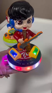 Oldlaiben Guitar Little Boy Electric Dancing Robot Toys with Light and Music Baby Educational Toys Mainan