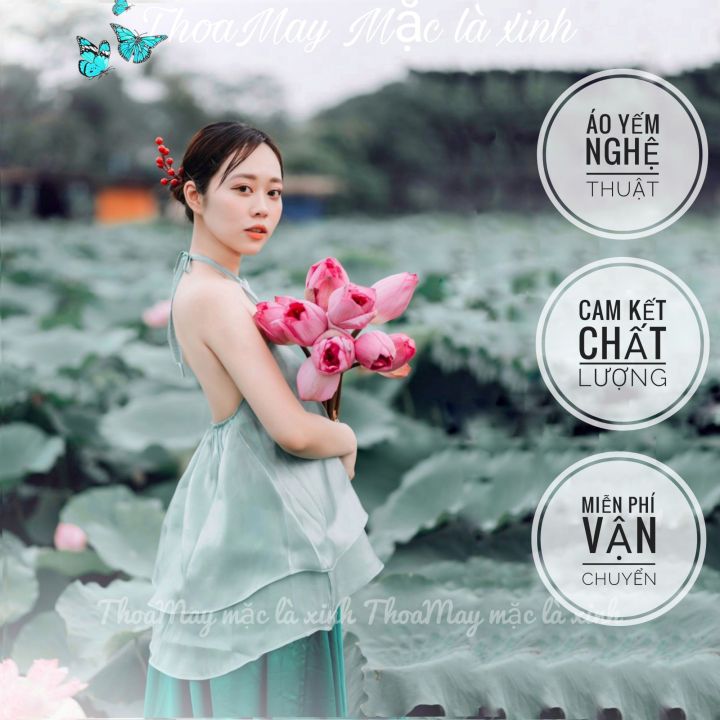 HBSM1026 - Áo organza tơ tằm cổ bèo dập li nhỏ | HUONG BOUTIQUE