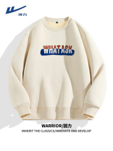 Warrior Japanese Style round Neck Sweatshirt Mens Winter Thicken Thermal Tops Teenagers Student Trendy Casual Hooded Outwear