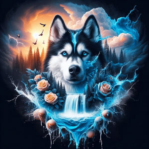 Huacan Full Diamond Painting Dog Waterfall Forest Diamond Mosaic Animal Landscape New Collection 2026 Rhinestone Pictures