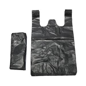 100pcs Thickened Black Plastic Bag Retail Supermarket Grocery Shopping Bag with Handle Bag Kitchen Living Room Garbage Clean Bag