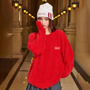 RickyisClown | Áo Sweater Mohair Hình Thỏ Mau Rộng Phong Cách Thư Giãn