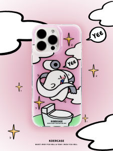 KOERCASE Pink Ghost Graffiti Toilet iPhone Case Cartoon Illustration Unique Design Compatible with Apple iPhone Series