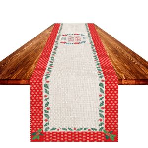 VIKAMA Christmas Table Runner American Country Xmas Kitchen Table Flag Holiday Party Home Dining Table Decoration
