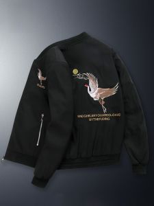 ROMON | Lormen Mens Baseball Style Pilot Jacket Casual Embroidered Fashionable Spring Autumn New Arrival Chinese Style Outerwear
