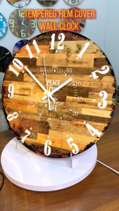 14 12‘  Retro Wood-Grain Silent Wall Clock Tempered film cover Home Decor Living room Bedroom For Gift
