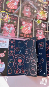Kad Lukisan Gores 草莓熊刮刮画闪闪便签本 Lotso Scratch Painting Card DIY手工炫彩创意 Art Craft Gift