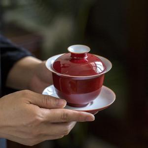 Đĩa Tráng Men Gốm Sứ Màu Đỏ Tím Trung Hoa Cổ Tách Trà Thủ Công Không Đun Sôi Bằng Tay Bộ Dụng Cụ Pha Trà