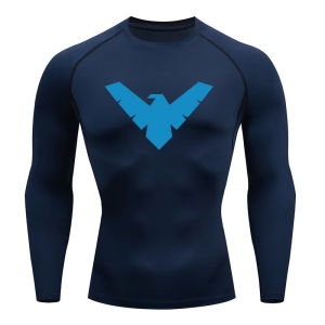 Mens Compression Shirt Short Long Sleeve Quick Dry | All Season Workout Top for Gym Running Fitness UV Protection ZY0048