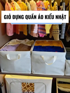 Giỏ đựng đồ vải cotton polyester kiểu Nhật giỏ đựng quần áo chống thấm nước có thể giặt gấp gọn K2-02-DM