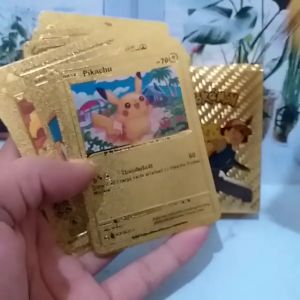 20 Lembar Pokemon Emas Foil Kartu Anime Kartun Pokemon Versi Bahasa Inggris - TCG untuk Penggemar Koleksi Kartu - Motif Random (READY STOCK)