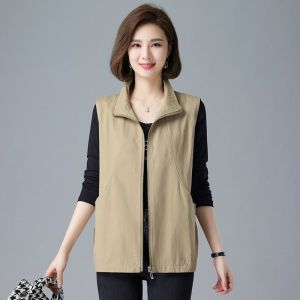 เสื้อกั๊กแขนกุดลายปักสองชั้นสำหรับผู้หญิง ทรงหลวม ลำลอง ดูดี ใส่สบาย ชุดสองชิ้น ชุดแม่ แฟชั่นฤดูใบไม้ร่วง 2023