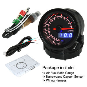 2" 52mm Car Air Fuel Ratio Gaug Meter 7 Colors LED Dual Display Air Fuel Ratio Gauge Car Gauge