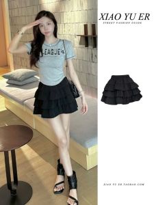 Váy Ngắn Chữ a Xếp Nếp Cạp Cao Phong Cách Hàn Quốc Cho Nữ Mùa Hè Váy Ngắn Chống Ánh Sáng Ba Lớp Váy Ngắn Chữ a