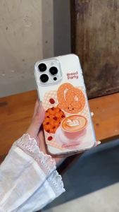 เคสโทรศัพท์ใสลายคุกกี้กาแฟสุดน่ารักสำหรับ iPhone 16 Pro Max 15 14 13 12 11 Pro Max PLUS เคสกันกระแทกป้องกันรอย
