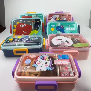 Microwaveable Cute Character Lunch Bento Box with Spoon - Baunan Food Storage for Kids Boy and Girl