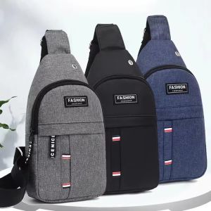 Mens Fashion Canvas Waterproof Chest Bag Multifunctional Sling Crossbody Bag For Outdoor Sports Travel Hiking Camping
