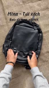 Balo da nam da bò đựng laptop đeo đi học màu đen trơn đơn giản phong cách thời trang cặp sách đựng sách vở laptop tài liệu a4 đeo vai KINDEE