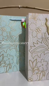 Paper Bag Besar Flower Gold Emboss 25.5x9.5x31.5 / Tas Tali Glitter Tas Kado