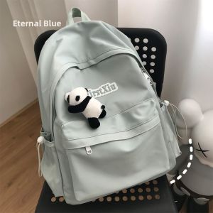 Retro High School Backpack Womens Casual Double Shoulder Bag Small Batch Design Sensation Bookbag Nylon Material Zipper Closure