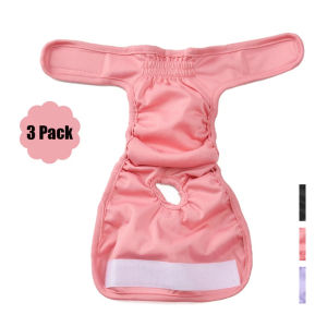 3 Pack Washable Female Dog Diapers Reusable Puppy Sanitary Panties Adjustable Leakproof Pet Heat Period Underwear for Small Dogs