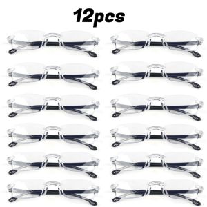 12pcs Frameless Presbyopia Eyeglasses Ultralight Square Frame Mens Reading Glasses r Spectacle Lens Power +100 To +400