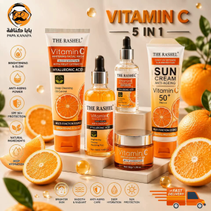 Rashel 5-in-1 Vitamin C Facial Skincare Set – Whitening Brightening 100% Organic & Moisturizing