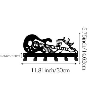 CIFbuy | CIFBUY Retro Guitar Iron Wall Art Metal Key Hook Decor for Home Entryway Office Kitchen Porch Hat Ribbon Storage Decor