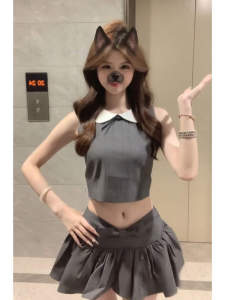 Stunning Summer Fashion Set Beautiful Half Skirt Elegant Whole Outfit OOTD Cotton Blend Flip Collar Two Piece Set for Young Women