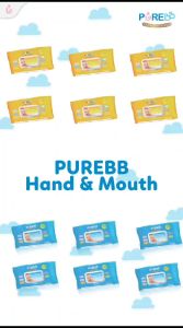 Pure BB Hand & Mouth Baby Wipes 60s (Buy 2 Get 1 Free) - HARGA YANG TERCANTUM ADALAH HARGA PAKET