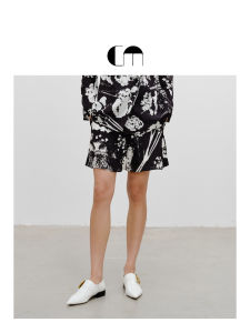 Printed High-Waist A-Line Short Shorts