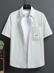 Áo Sơ Mi Ngắn Tay In Sọc Phong Cách Retro