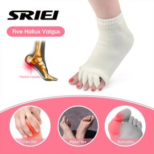 SRIEI 1 Pair Five Hallux Valgus Toe Separators Breathable Bunion Corrector Alignment Straightener Socks