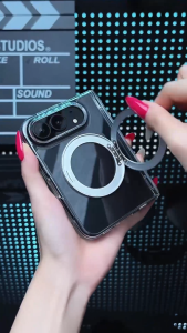 ốp lưng iphone Duo trong suốt cao cấp chống sốc có giá đỡ có vòng tròn từ tính