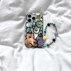 เคสโทรศัพท์ลายสัตว์น่ารัก ลายน้ำแข็ง ลายม้าลาย ลายช้าง ลายหมี ลายผักaubergine สำหรับ Apple 16promax 15 14pro/13 12 11xr